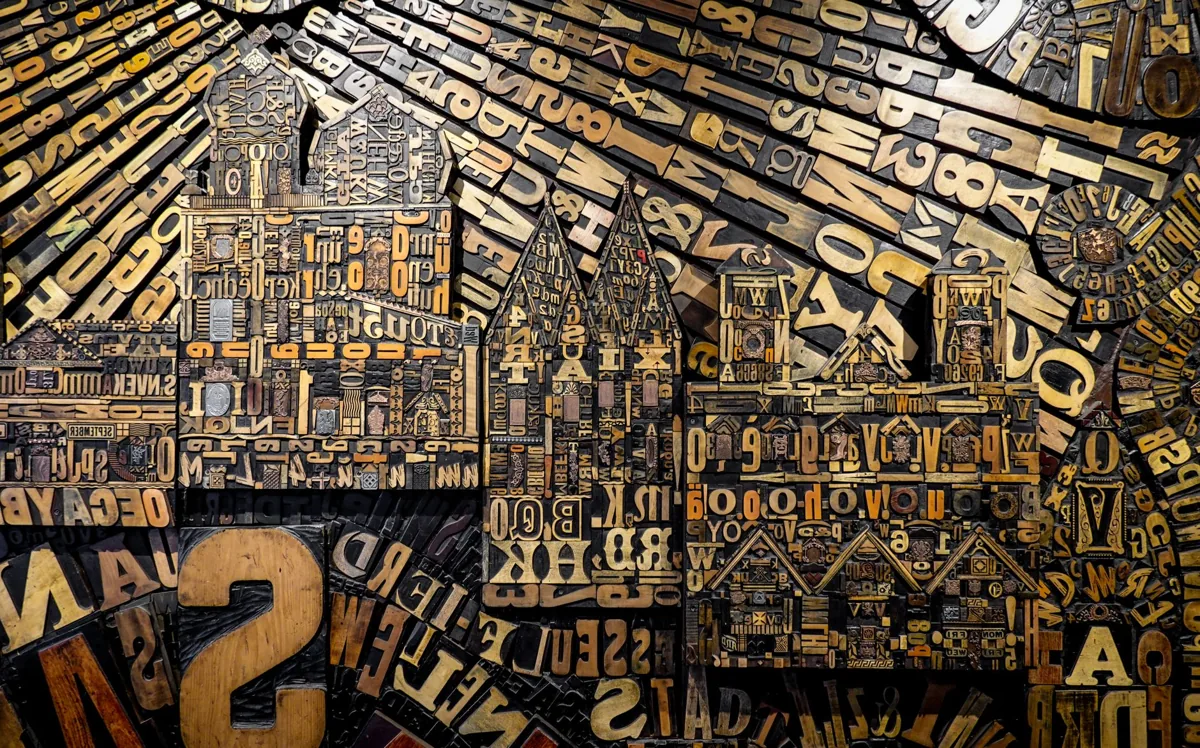 Casse de typographie et ses caractères de plomb